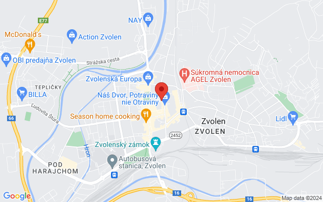 Google map: Mládežnícka 12, Sliač