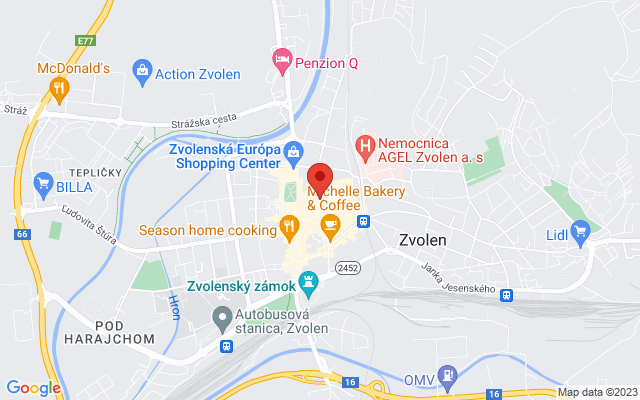 Google map: J.Kozáčeka č. 9282, 960 01 Zvolen 